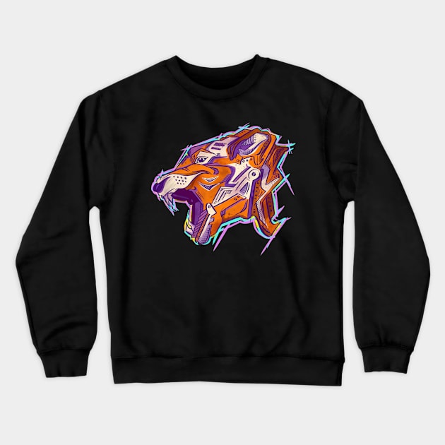 Grunge Tiger Mecha street art style Crewneck Sweatshirt by Sardoodles